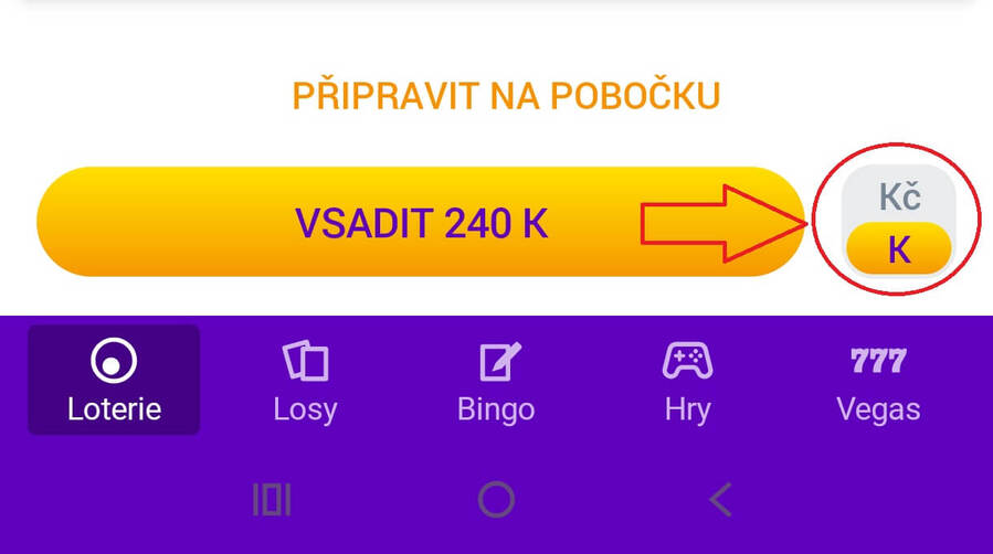 Jak vsadit za káčka? Před koupí si přepnete nastavení jako na obrázku.
