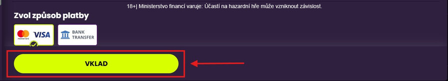Vklad financí Kingsbet