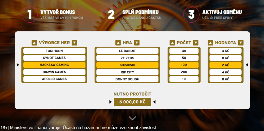 Freespin Bonanza umožňuje nastavení bonusu dle požadavků hráče