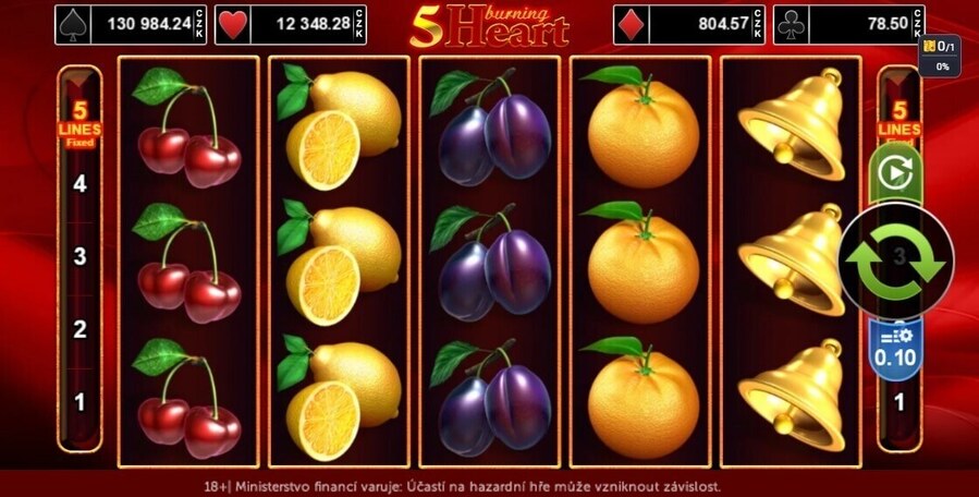 Získejte 10 free spinů zdarma do hry 5 Burning Heart