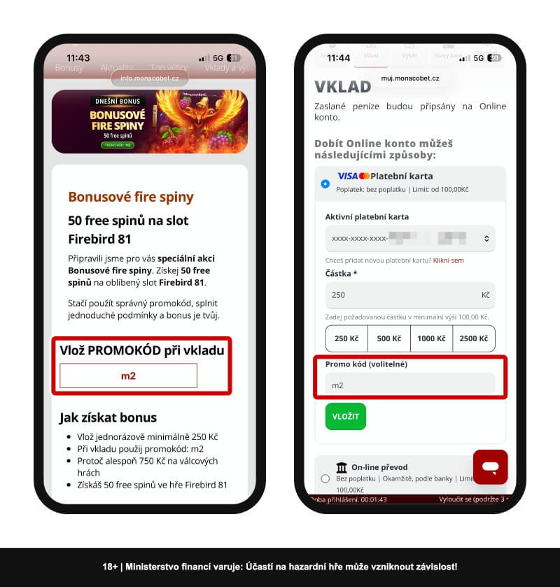 MonacoBet promo kód v&nbsp;bonusové akci