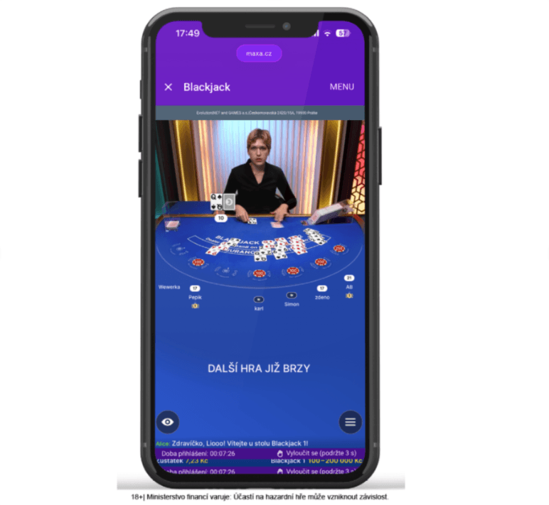 Live blackjack se skutečným krupiérem v&nbsp;Maxa casinu