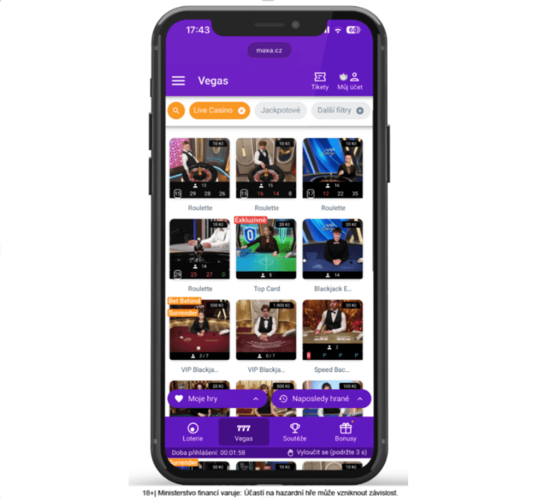 Maxa Live Casino – nabídka živých her