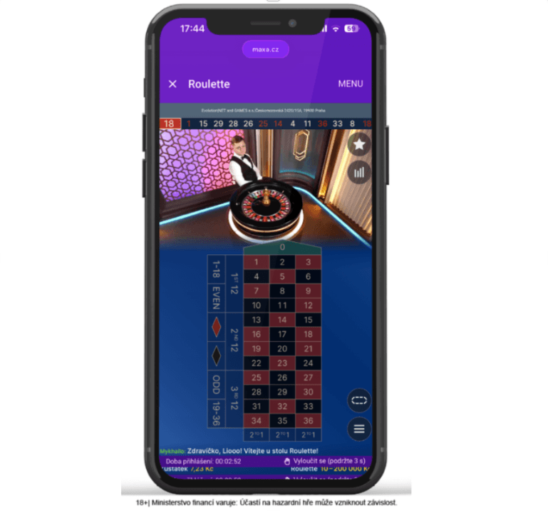 Live ruleta v&nbsp;Maxa live casinu