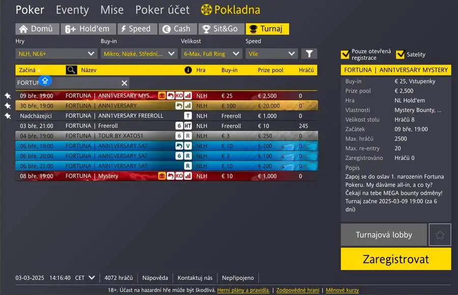 Výroční pokerový turnaj na Fortuna Pokeru