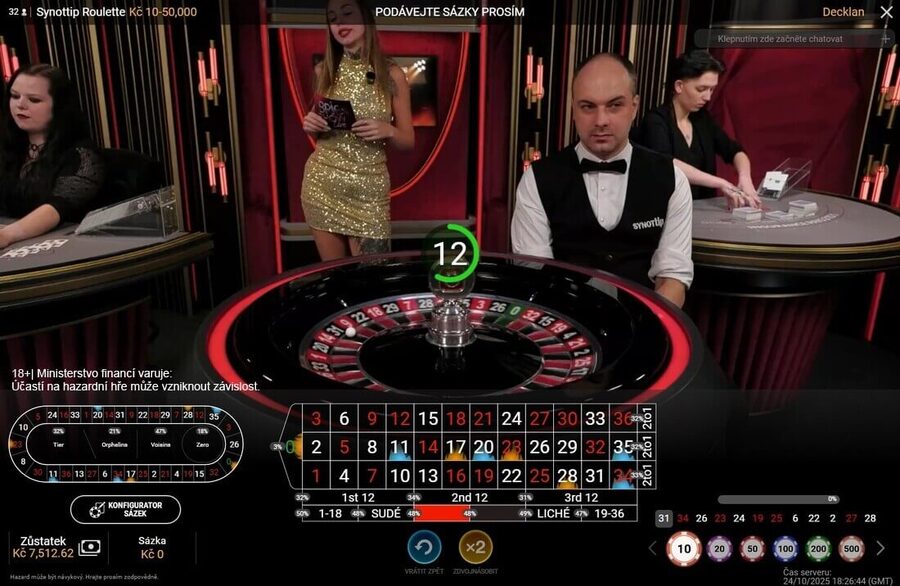 Live ruleta s&nbsp;opravdovým krupiérem u&nbsp;SYNOT TIPu