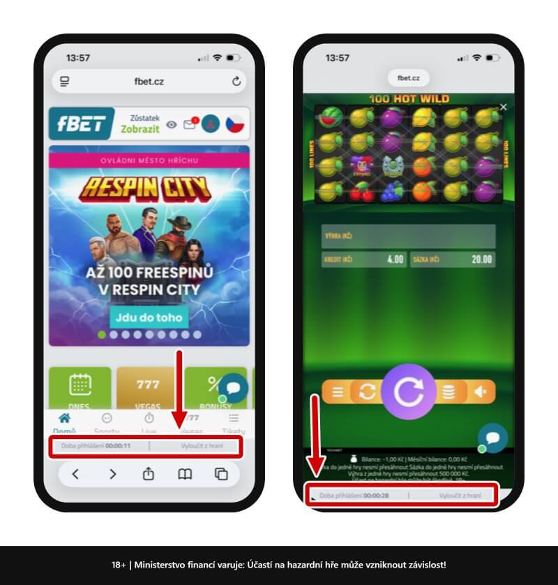 fBET panic button není příliš viditelný