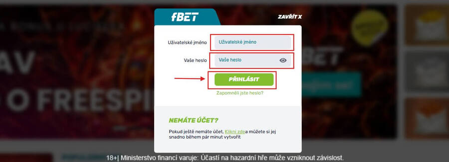 fBET přihlášení