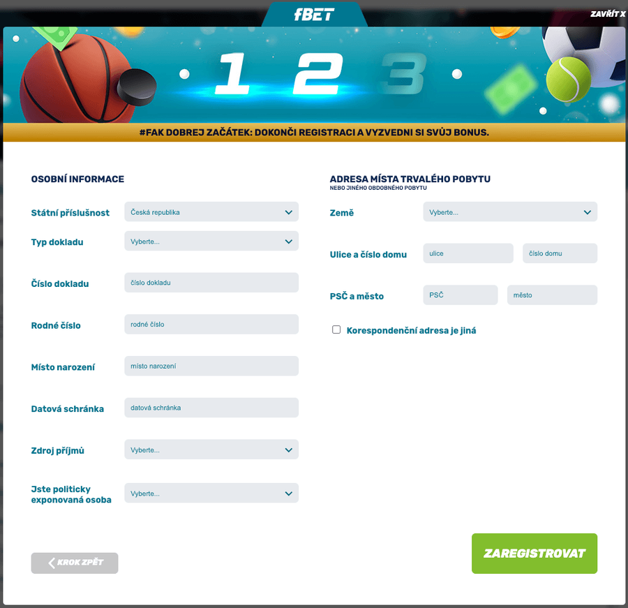 fBET registrace online