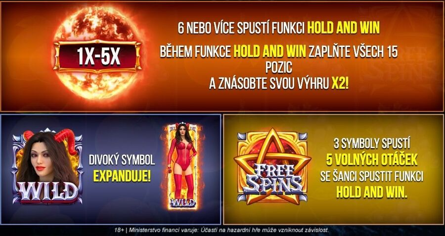 Bonusové funkce automatu Pekelné Štěstí