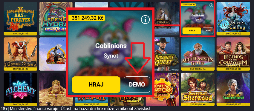 Jak spustit demo režim u Fortuny?