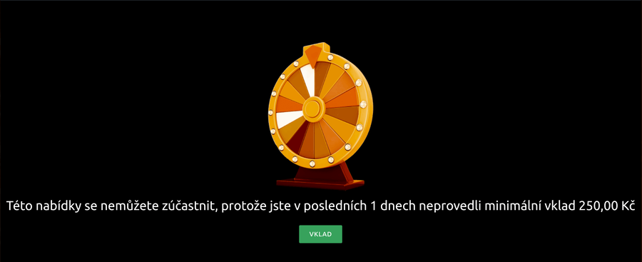 Pro účast ve hře musíte denně vložit min. 250 Kč