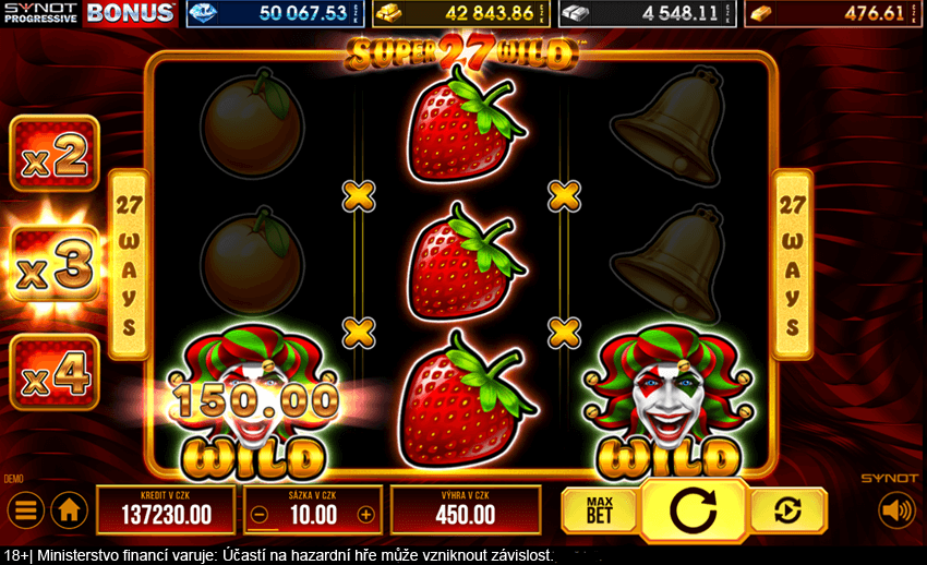 Multiplikátor x3 na automatu Super Wild 27