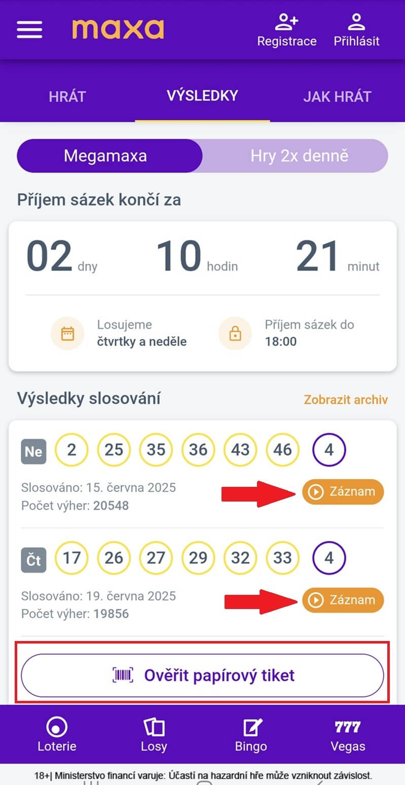 Megamaxa kontrola tiketu