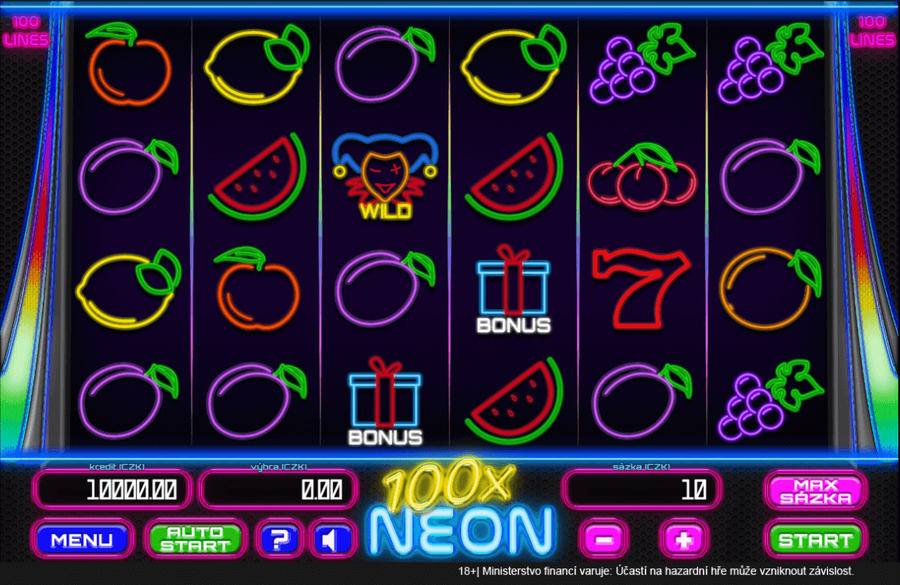 Výherní automat 100x Neon od Tech4Bet
