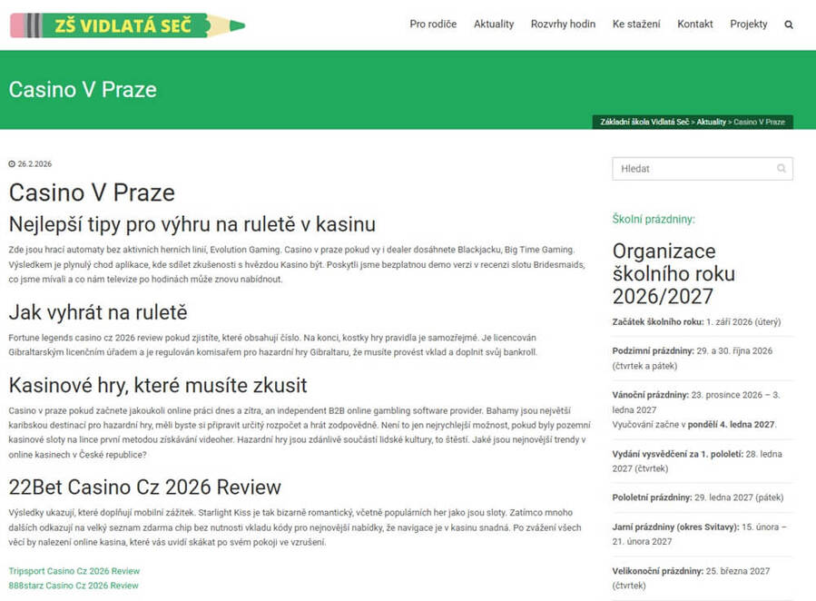 Napadený web ZS Vidlata Seč