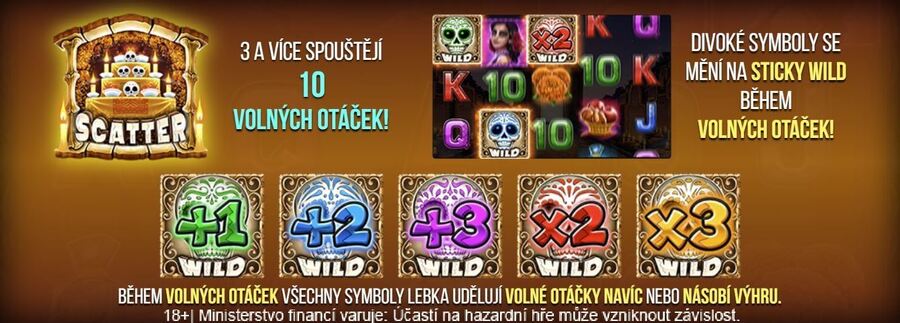 Bonusové symboly na hracím automatu Skull Bonanza