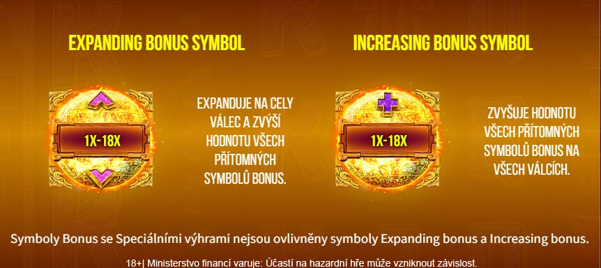 Symboly bonus se speciálními funkcemi