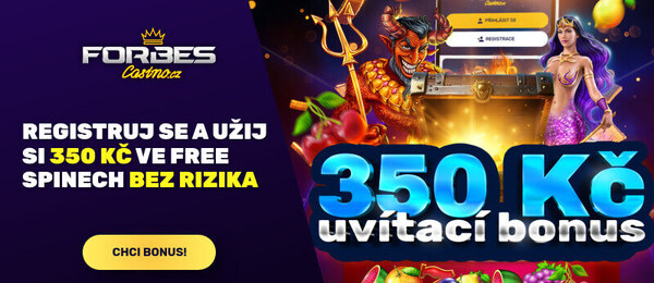 350 Kč ve free spinech za registraci u Forbesu