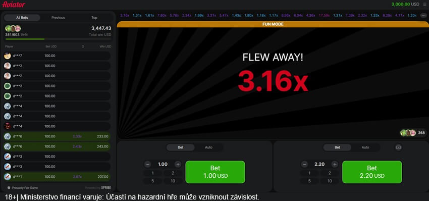 Co se stane, když ve hře Aviator letadlo uletí?
