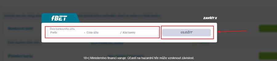 Zadejte číslo účtu