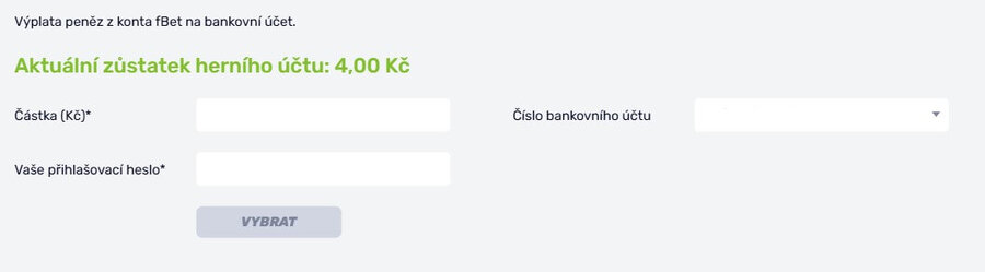 fBET casino: výběr financí z herního konta