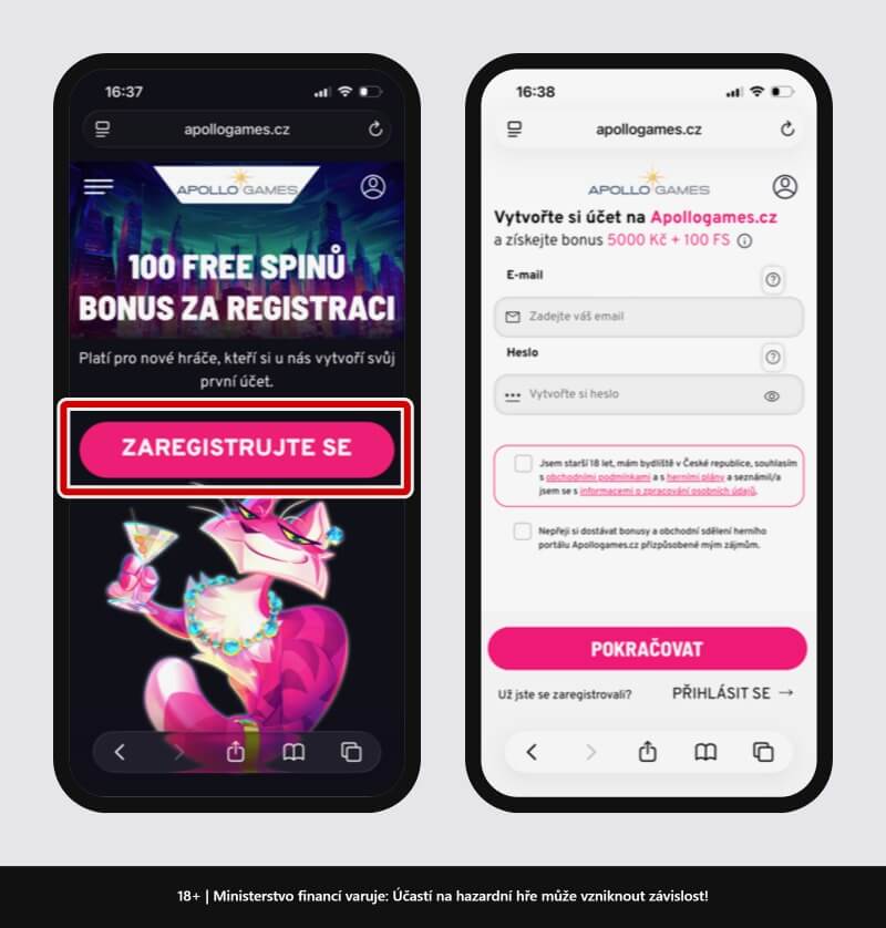 Apollo Games bonus za registraci