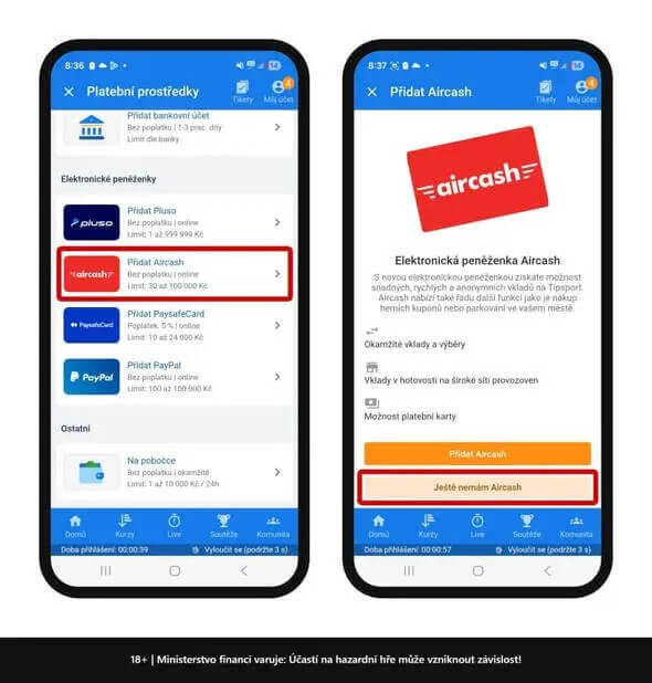 Aircash platba casino