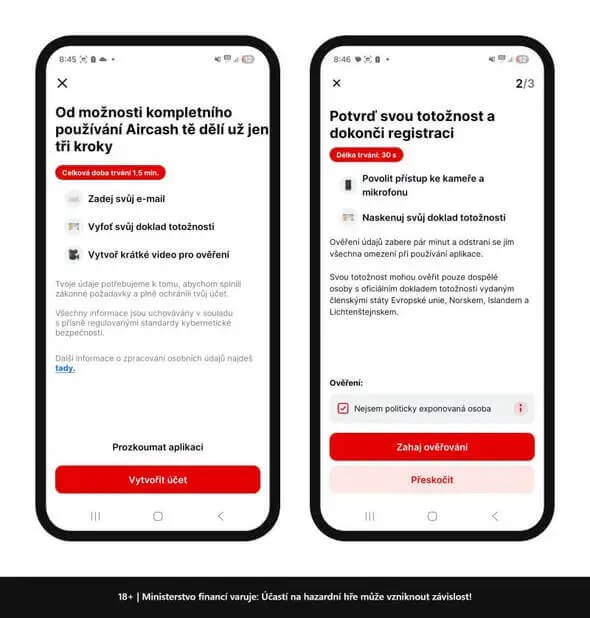 Aircash registrace