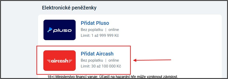 Aircash vklad