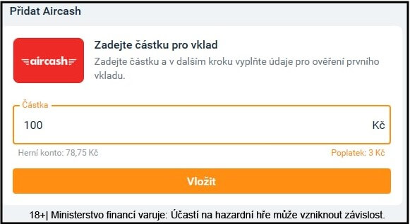Aircash vklad casino: vložte finance snadno a rychle