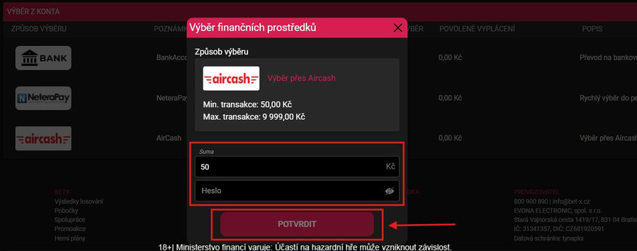 Výběr do internetových peněženek