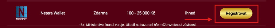 Výběr do NeteraPay peněženky