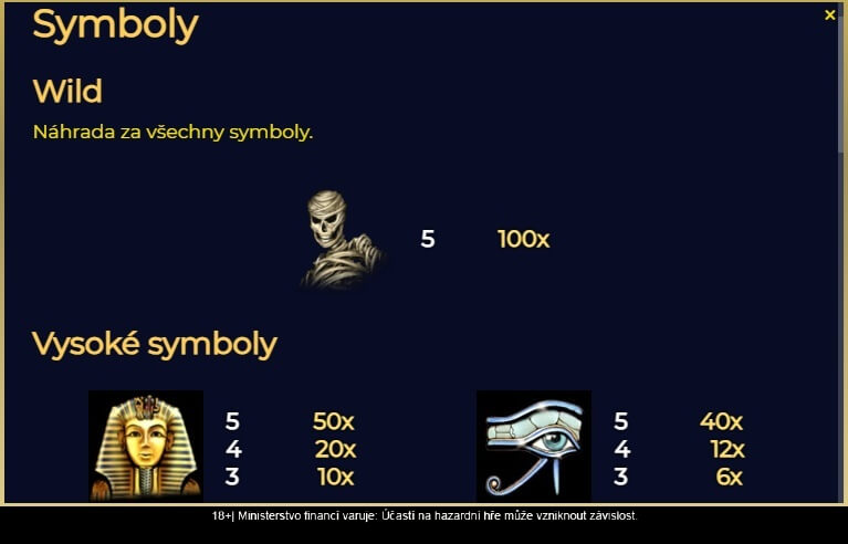 Nejhodnotnější symboly automatu Black Mummy