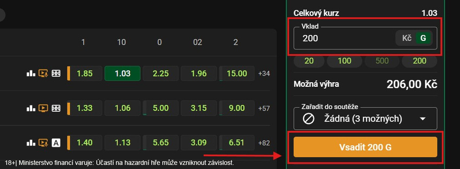 Vyberte si jakýkoliv zápas a&nbsp;vsaďte si za Goldeny