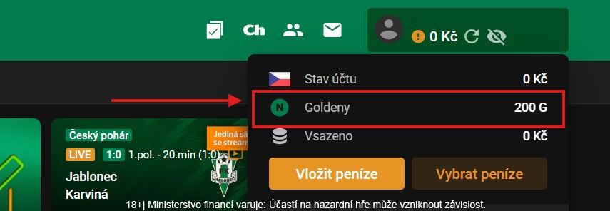 Chance Goldeny najdete ve svém účtu