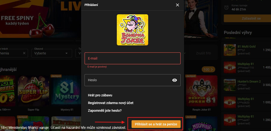 Spusťte hru Bohemia Joker a&nbsp;užijte si free spiny