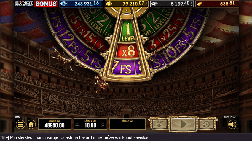 Bonusové kolo na automatu Legends of the Colosseum
