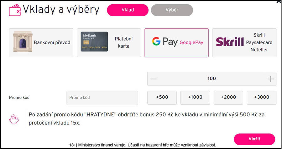 GPay casino: vklad u&nbsp;Apollo Games