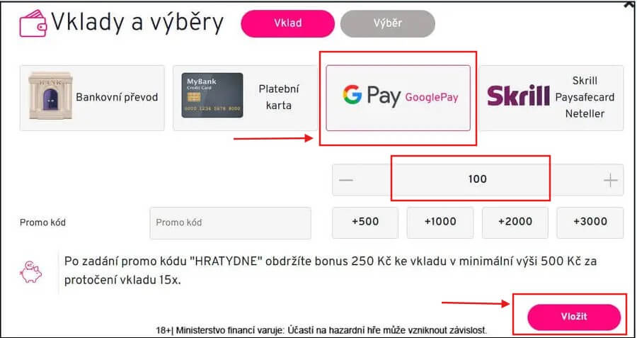 Jak probíhá Google Pay vklad?