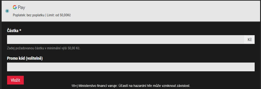 Google Pay casino: vklad u&nbsp;SYNOT TIPu