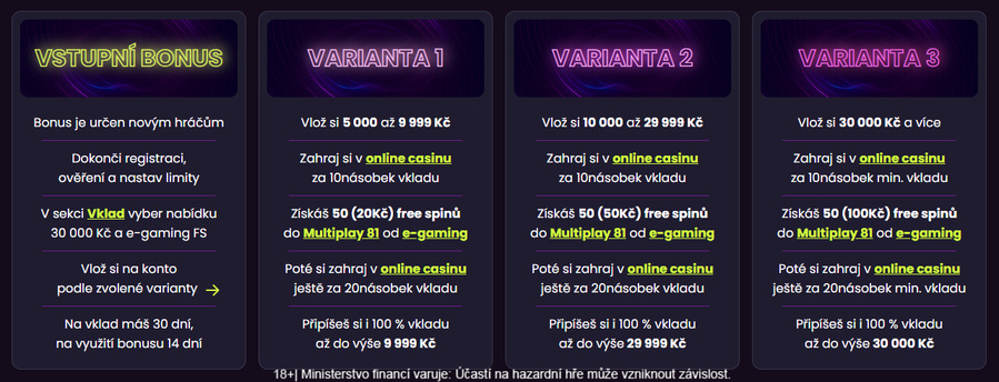 Varianty Kingsbet bonusu ke vkladu