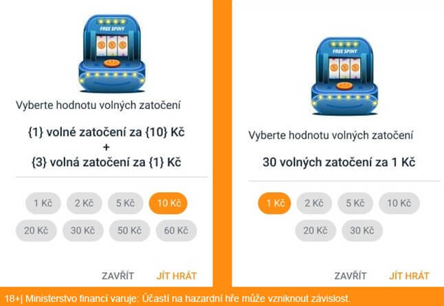 Nastavte hodnotu Chance free spinů dle svého uvážení