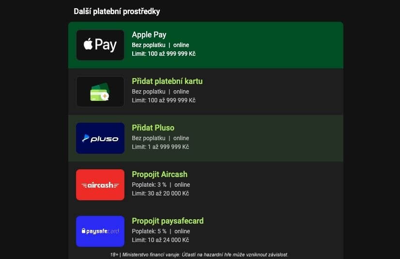 Zvolte platební metodu Apple Pay
