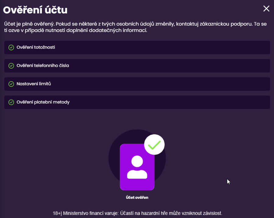 Kingsbet registrace: hotové ověření účtu