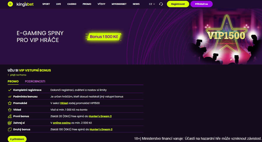 Speciální VIP bonus v casinu Kingsbet