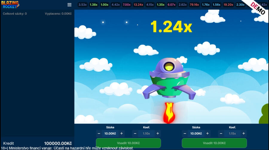 Crash game Blazing Rocket u BetX