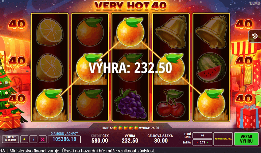Online automat Very Hot 40 od Fazi Interactive v&nbsp;online casinu Fortuna