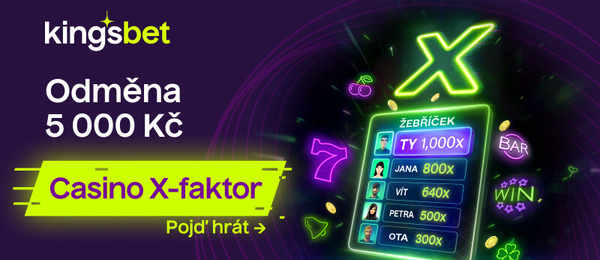Získejte s Casino X-faktorem u Kingsbetu až 2 500 Kč ve free spinech nebo peněžní bonus