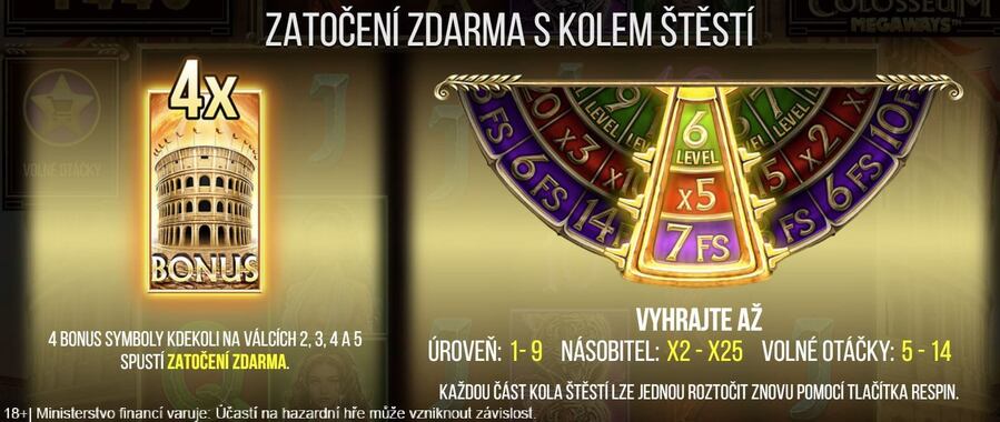 Bonusové funkce na automatu Legends Of The Colosseum